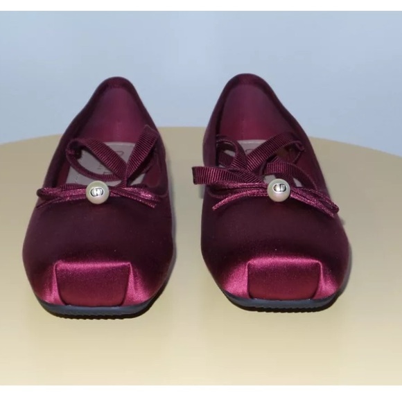 $890 CHRISTIAN DIOR SATIN GROSGRAIN D-JOY SCARLET RED BALLET FLATS SIZE 39 - Picture 1 of 10